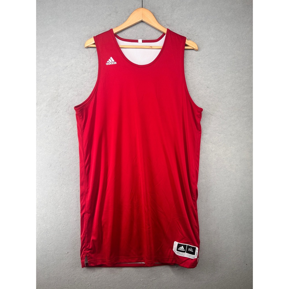 Adidas Mens Climalite Basketball Jersey Red Sleeveless 2XL +2 Length F11NCAA315